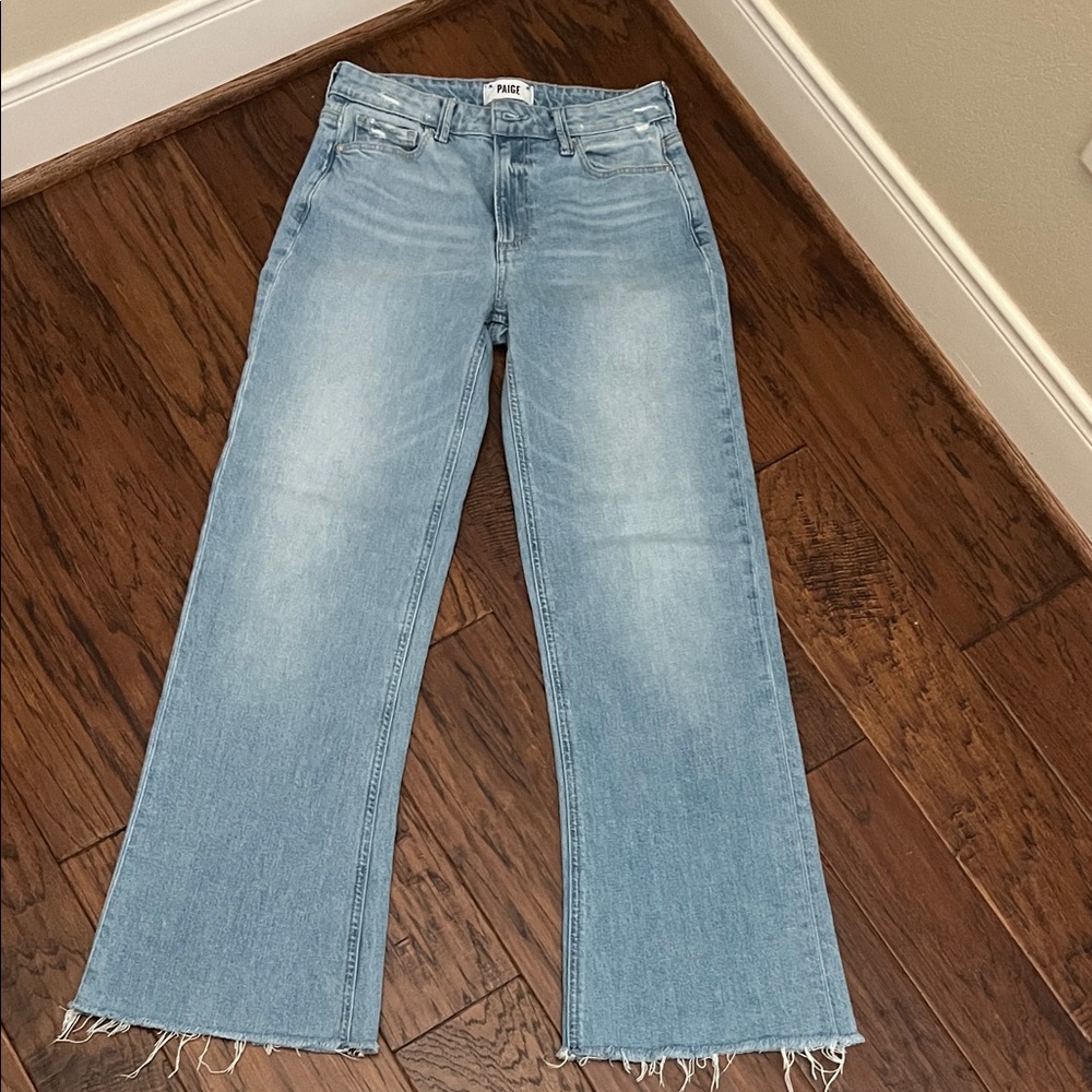 PAIGE Leenah Sky Blue raw hem jeans
